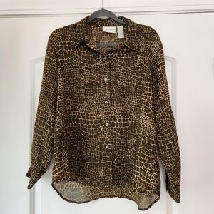 LIZ CLAIBORNE LIZSPORT PETITE WOMEN'S ANIMAL PRINT POLYESTER BLOUSE SZ. PETITE M